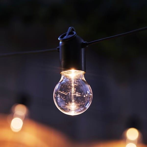 SVARTRÅ LED lighting chain with 20 bulbs, outdoor black