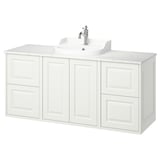 TÄNNFORSEN vanity: white, wooden, 6 drawers, single sink, classic design.