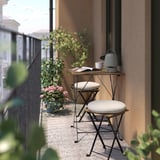 TÄRNÖ Table and 2 stools, outdoor, folding black/light brown stained/folding Frösön/Duvholmen beige, 55x54 cm