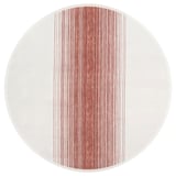 Circular tablecloth, white with vertical red lines, made from recycled polyester.