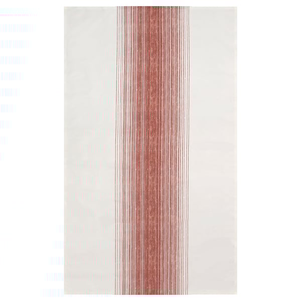 TAGGSIMPA tablecloth, white with red vertical stripes, rectangular, 100% recycled polyester.