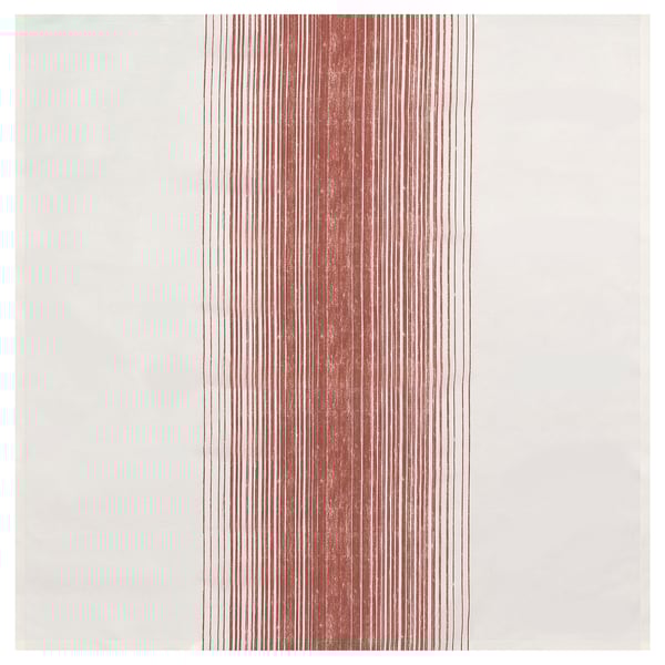 A TAGGSIMPA tablecloth, red, rectangular, with vertical stripes, made from recycled polyester.