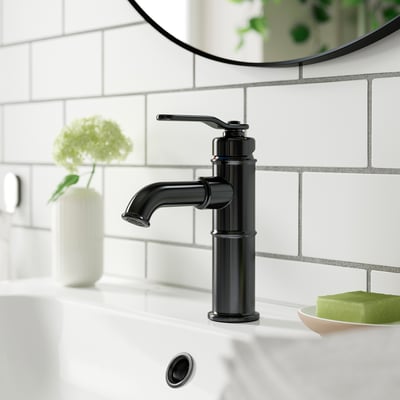 TAKSJÖN Bathroom mixer tap top lever, black, M
