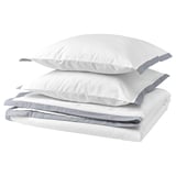 White duvet set, organic cotton, square, two pillows.