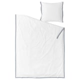 TÅTELSMYGARE duvet set in white with gray trim, organic cotton.