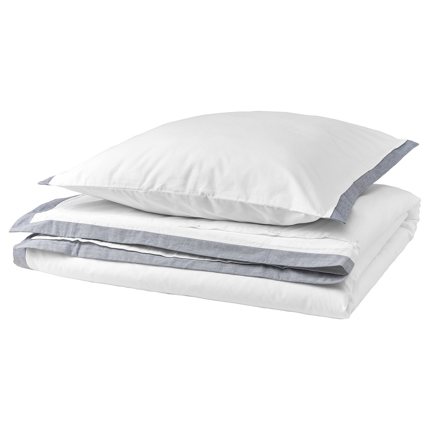 TÅTELSMYGARE bedding set: white and gray, rectangular, soft organic cotton.