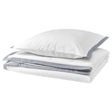 TÅTELSMYGARE bedding set: white and gray, rectangular, soft organic cotton.