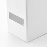 White TJENA paperboard organizer with metallic handle, showcasing high-quality recycled material and sleek design.