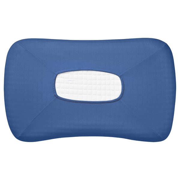 A blue TÖCKENFLY pillowcase, designed for ergonomic pillows, featuring an elastic edge and a soft, durable cotton blend.