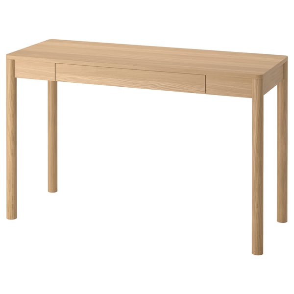 Wooden TONSTAD desk, light brown, rectangular, minimalist design with one drawer.