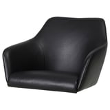Black TOSSBERG modern leather chair with sleek design.