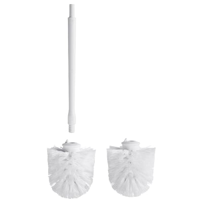 TRONNAN toilet brush replacement parts: two white brush heads and one white handle.