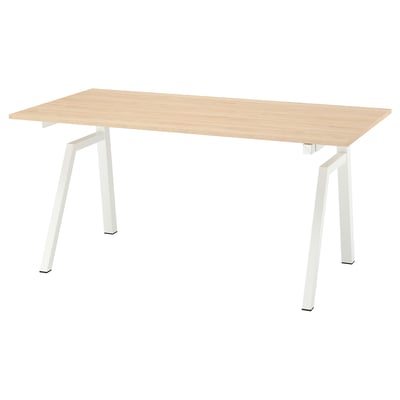 TROTTEN Desk sit/stand, electric ash effect/white, 160x80 cm