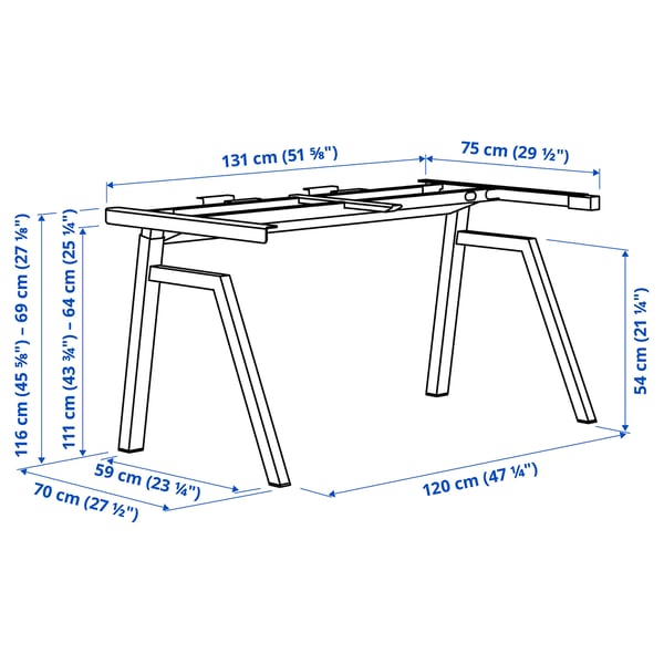 Illustration with measurements for the product: TROTTEN.