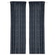 Option: Dark blue patterned curtains with white floral designs, featuring heading tape for hanging, made from a blend of cotton and viscose.