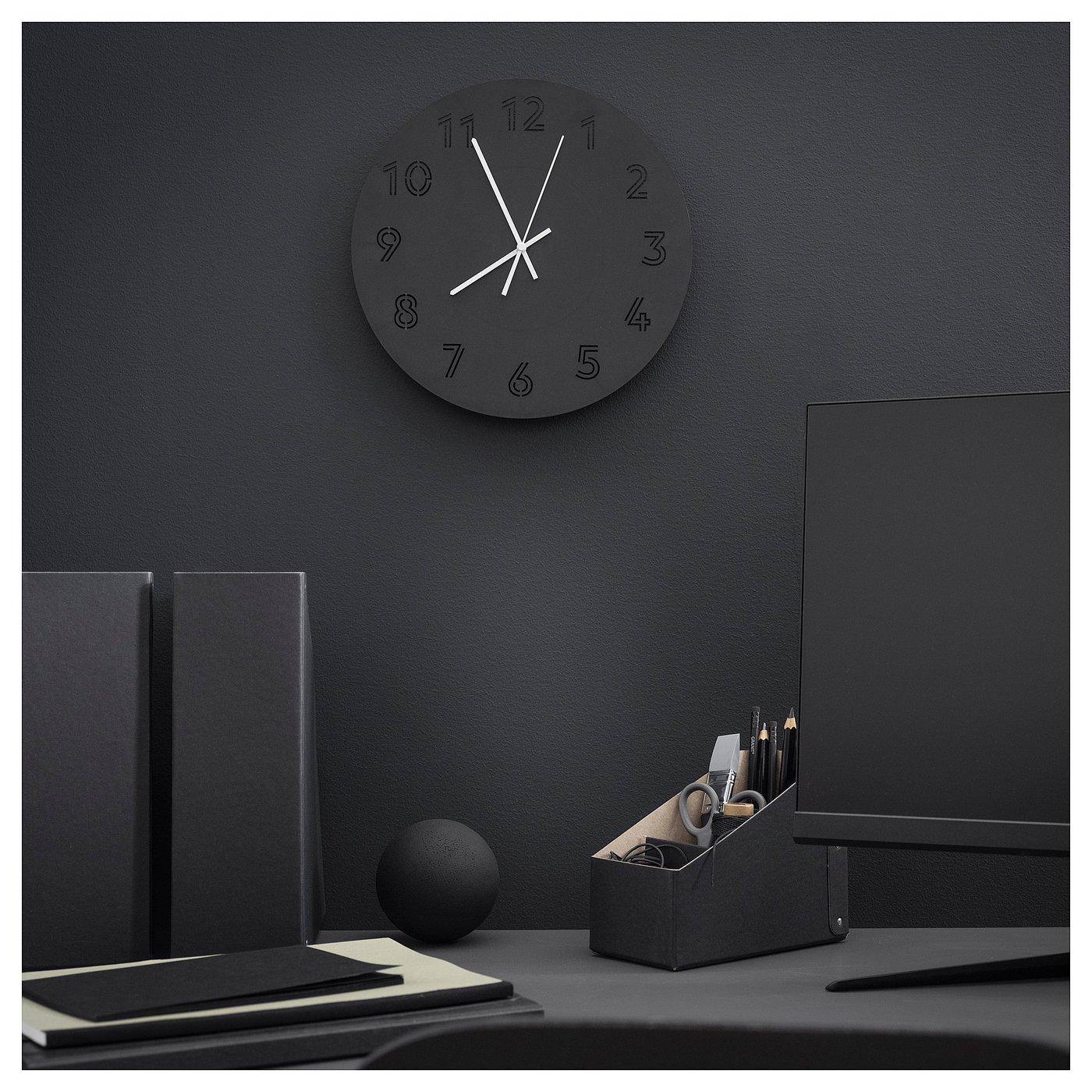 TUNNIS wall clock, black, 30 cm - IKEA Germany
