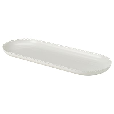 A TURTURDUVA white oval candle dish. Made of powder-coated steel, it classic, romantic design with a pure touch.