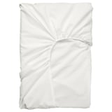 White ULLVIDE fitted sheet, rectangular, crisp percale texture.