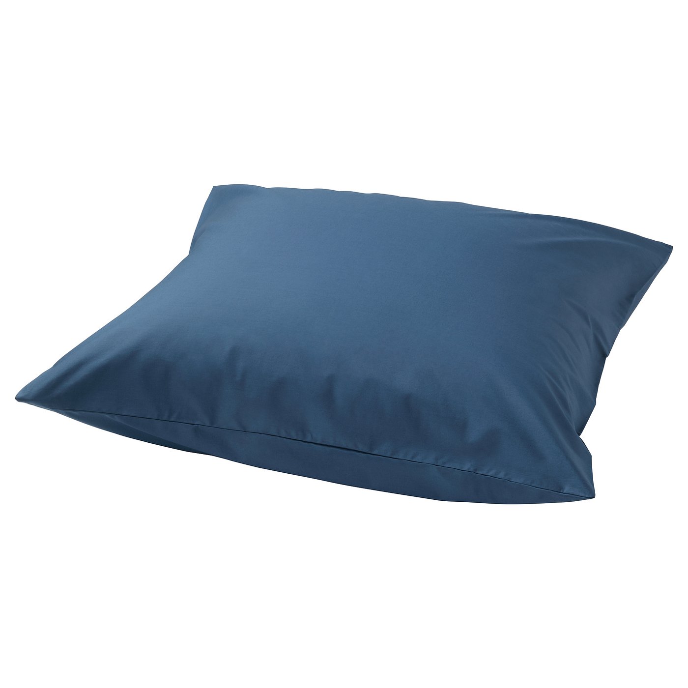 A blue ULLVIDE pillowcase, square-shaped, made of cotton and lyocell, with a zip closure.