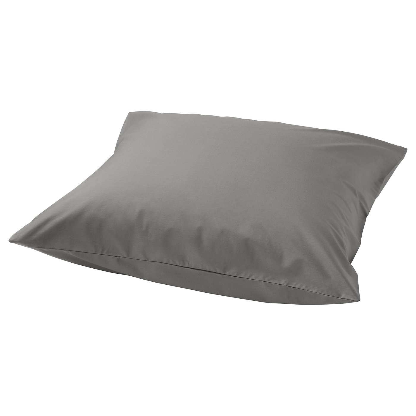 Grey pillowcase, rectangular, soft blend of cotton and lyocell, smooth texture, no patterns.