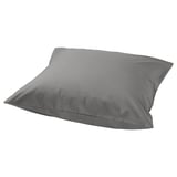 Gray pillowcase, rectangular, soft blend of cotton and lyocell, smooth texture, no patterns.