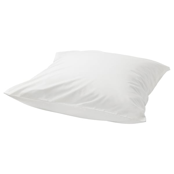 A single white pillowcase made of soft cotton and lyocell, smooth, rectangular, with zipper closure.