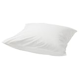 A single white pillowcase made of soft cotton and lyocell, smooth, rectangular, with zipper closure.
