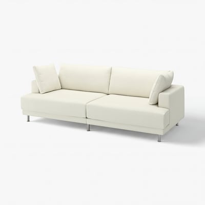UPPÅKRA cream sofa: comfortable, modern design with soft bouclé fabric, sturdy legs, and oversized cushions.