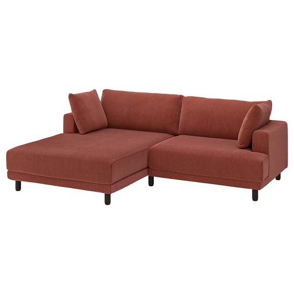 UPPÅKRA 3-seat modular sofa, with chaise longue, left/Samsala brown-red