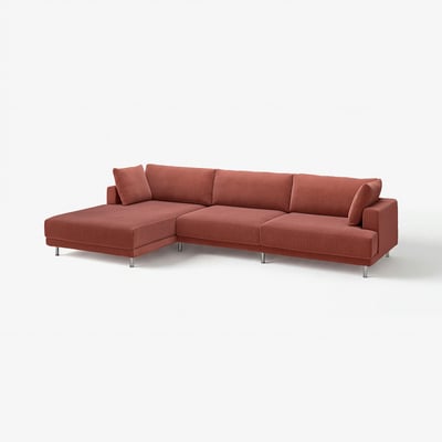 UPPÅKRA sectional sofa, modern design, orange, fabric, l-shape.
