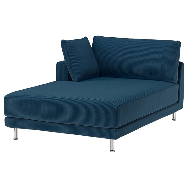 UPPÅKRA Chaise longue module, with armrest left/Samsala dark blue