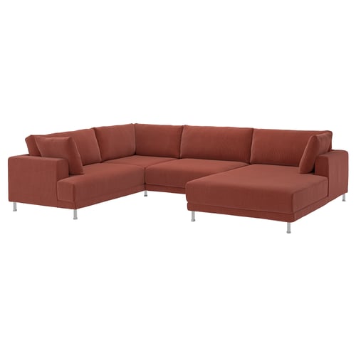 UPPÅKRA U-shaped sofa, 4,5-seat, with chaise longue, right/Samsala brown-red