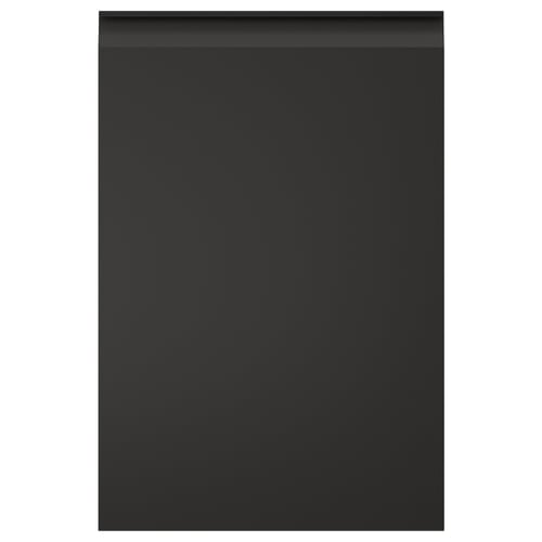 UPPLÖV: black kitchen cabinet with sleek edges and integrated handles.