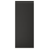 UPPLÖV: sleek black kitchen cabinet with modern matte finish, chamfered edges, integrated handles.