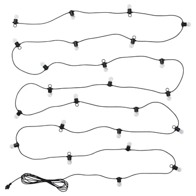 UTSUND string lights, black, plastic & polycarbonate, curved, simple design.