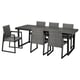 VÄRMANSÖ outdoor dining set: black, 6 wicker chairs, steel table, modern, durable.