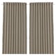 Pair of VÄXELBRUK striped gray curtains, woven from recycled fabrics, hanging straight.