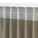 Close-up of quality curtains with recycled fabric, showing hooks and textured patterns.