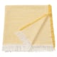 IKEA vaxelbruk yellow-white throw blanket, rectangular with fringed edges, made from recycled fibers.
