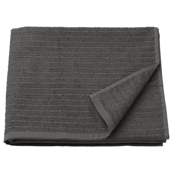 VÅGSJÖN towel, dark gray, folded, terry texture with stripe pattern.