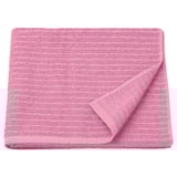A folded bright pink VÅGSJÖN towel made of 100% cotton, featuring a textured design.