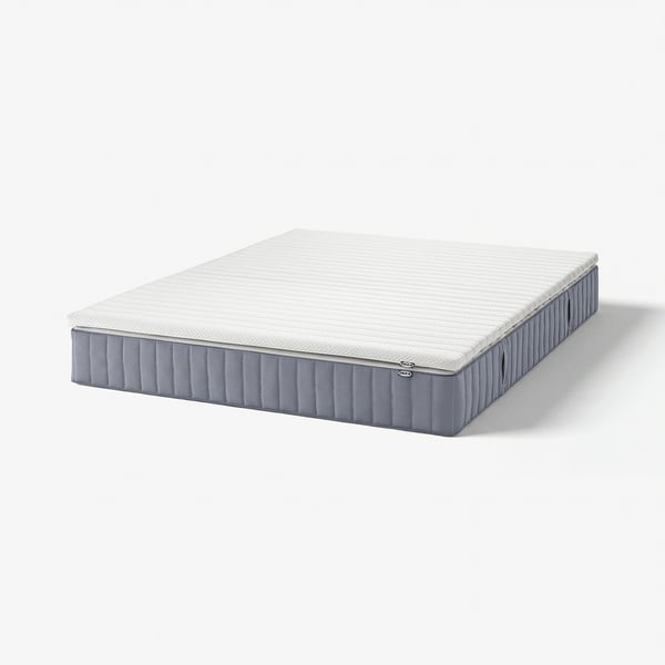 VALEVÅG / NISSEHOLM Mattress and mattress pad, medium firm light blue/white, 180x200 cm