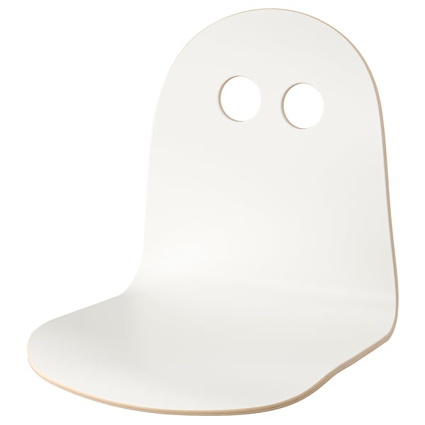 VALFRED white chair, minimalist, curved, melamine laminate.