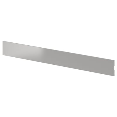 A VÅRSTA stainless steel drawer front. It is elongated, rectangular, and sleek with a smooth surface.