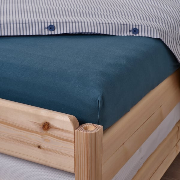 VÅRVIAL Fitted sheet for day-bed, blue, 80x200 cm