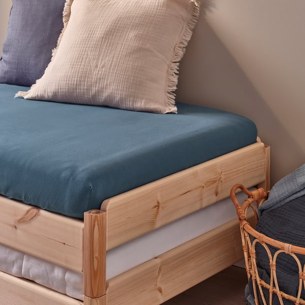 VÅRVIAL Fitted sheet for day-bed, blue, 80x200 cm