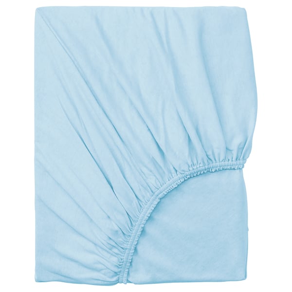 VÅRVIAL Fitted sheet, light blue, 90x200 cm