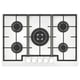 Option: VASASTAN: white gas stove with 5 burners, electronic ignition, cast iron supports, glass surface.