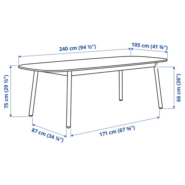 Illustration with measurements for the product: VEDBO.