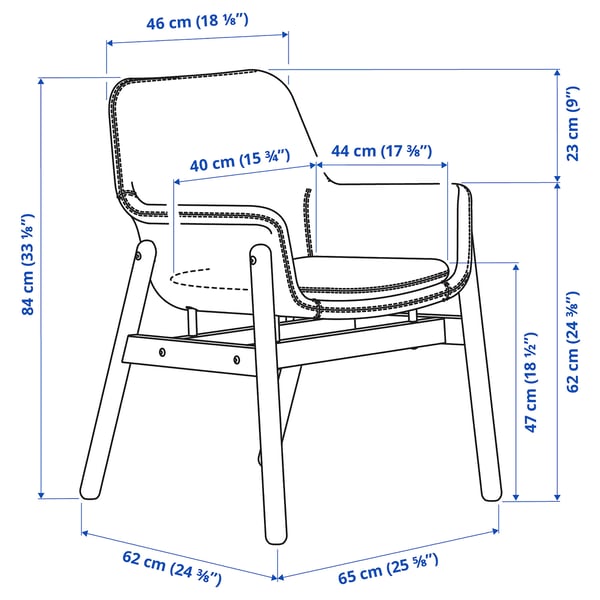 Illustration with measurements for the product: VEDBO.
